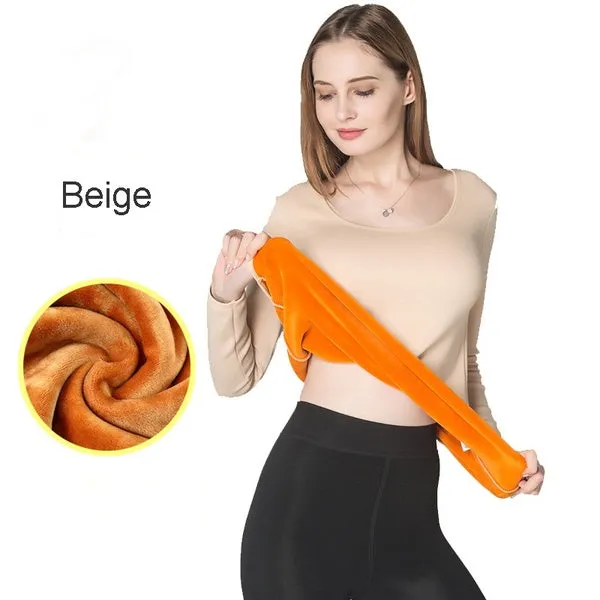 Women Winter Pullovers Thermal Underwear Thick Fleece Pajamas