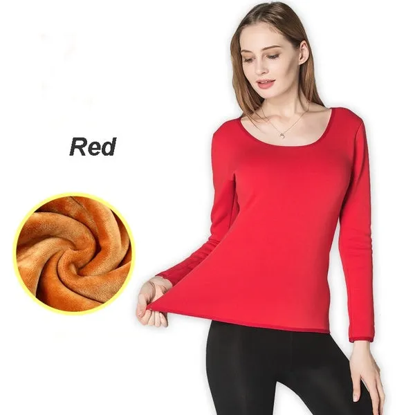 Women Winter Pullovers Thermal Underwear Thick Fleece Pajamas