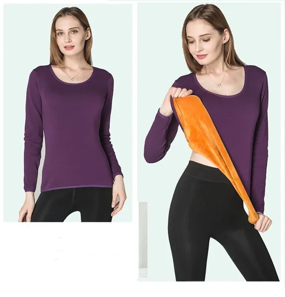 Women Winter Pullovers Thermal Underwear Thick Fleece Pajamas