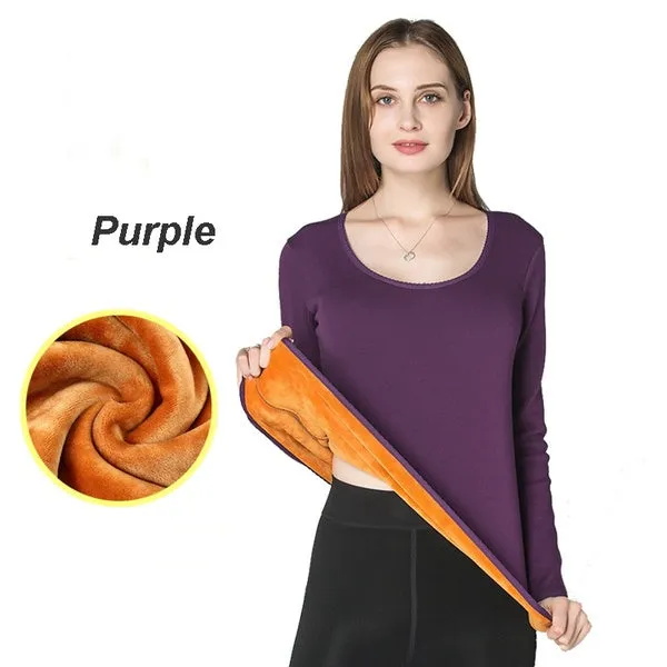 Women Winter Pullovers Thermal Underwear Thick Fleece Pajamas