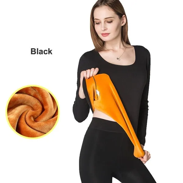 Women Winter Pullovers Thermal Underwear Thick Fleece Pajamas