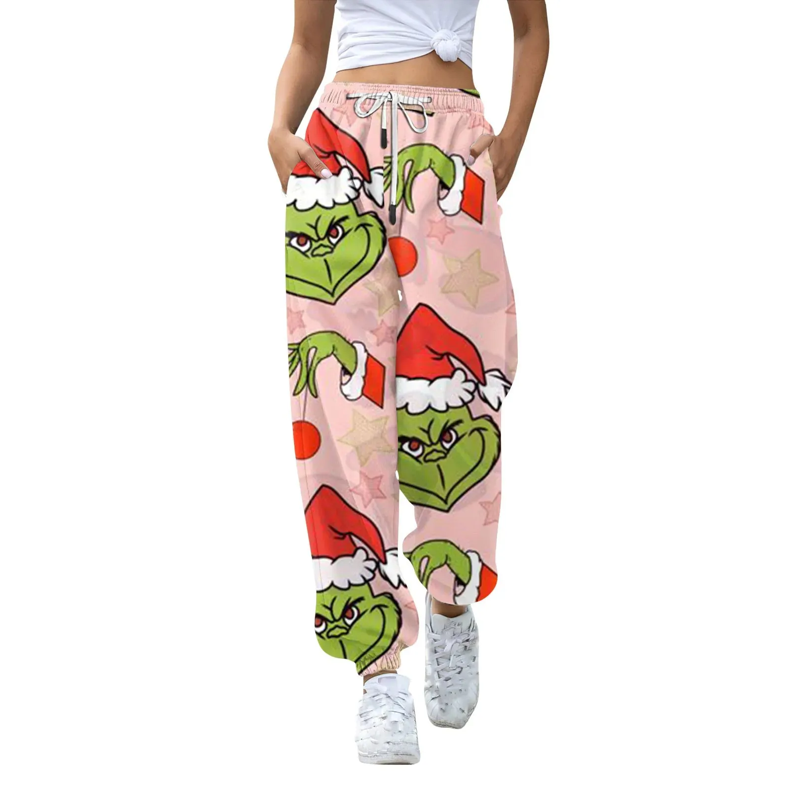 Women'S Casual Fashion Christmas Printed Casual Sweatpants Elastic Waist Drawstring Pants Roupas Femininas  Plus Size Feminino