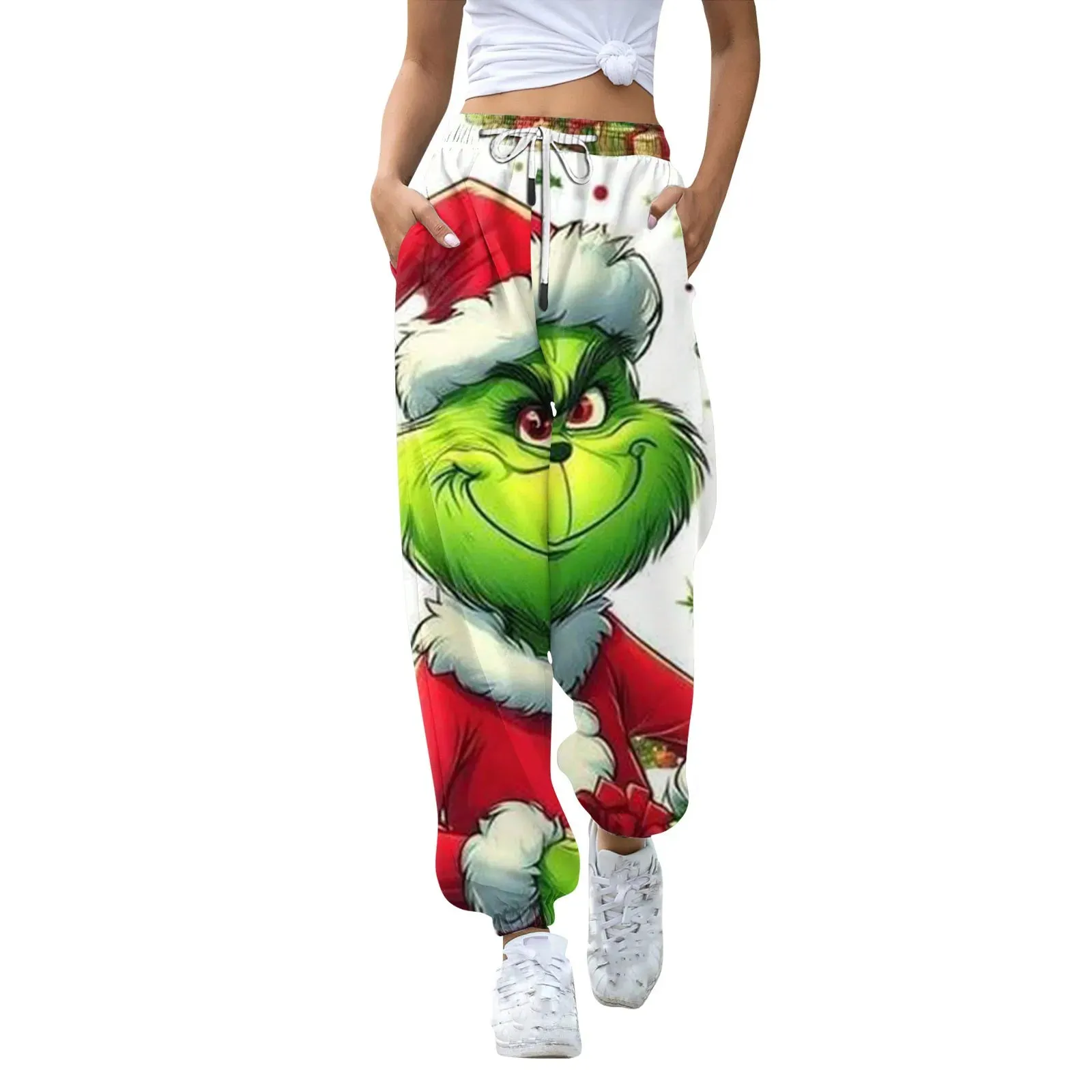 Women'S Casual Fashion Christmas Printed Casual Sweatpants Elastic Waist Drawstring Pants Roupas Femininas  Plus Size Feminino