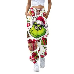 Women'S Casual Fashion Christmas Printed Casual Sweatpants Elastic Waist Drawstring Pants Roupas Femininas  Plus Size Feminino
