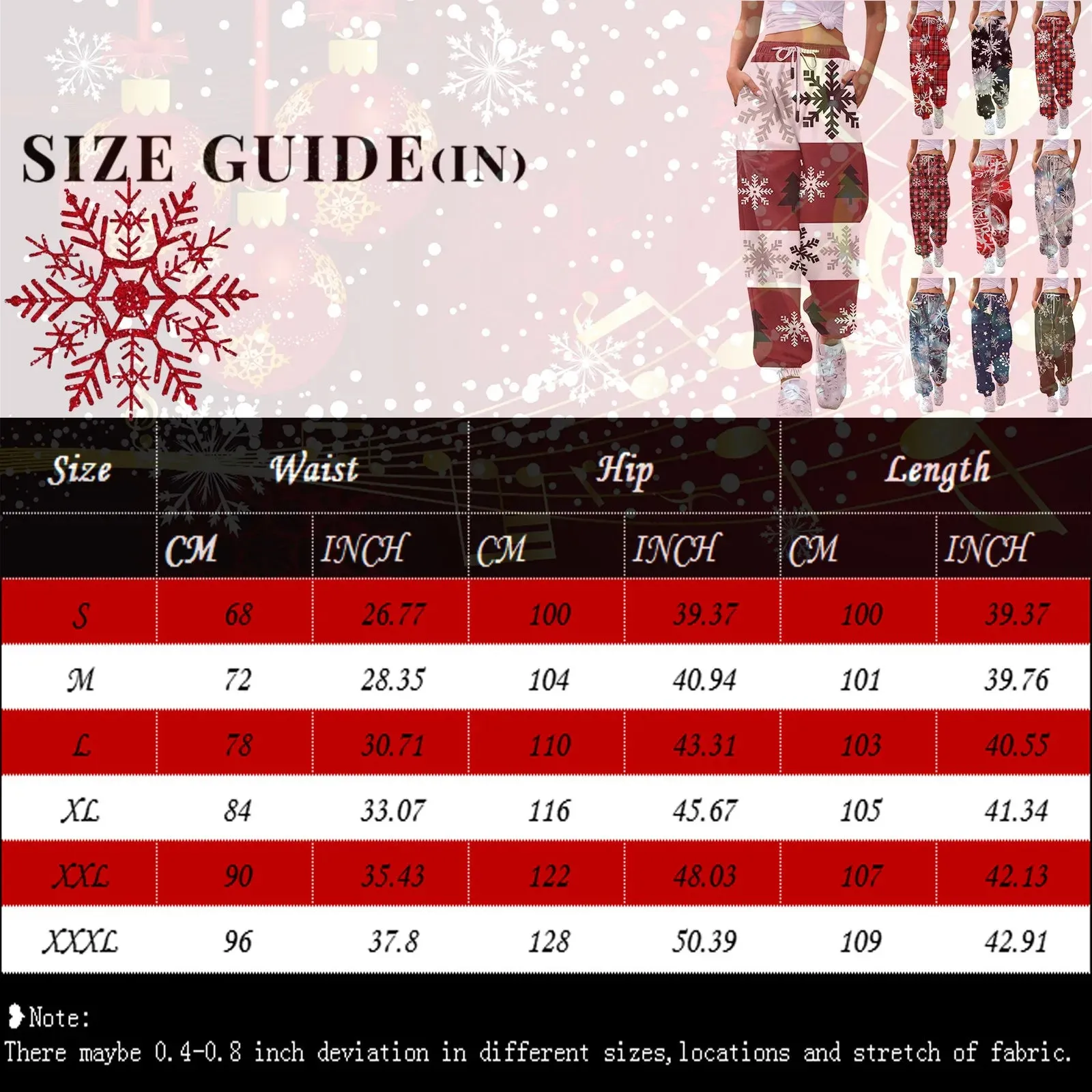 Women'S Casual Fashion Christmas Printed Casual Sweatpants Elastic Waist Drawstring Pants Roupas Femininas  Plus Size Feminino