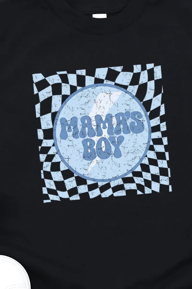 Youth Vintage Checkered Mama's Boy Short Sleeve Relaxed Fit T-Shirt