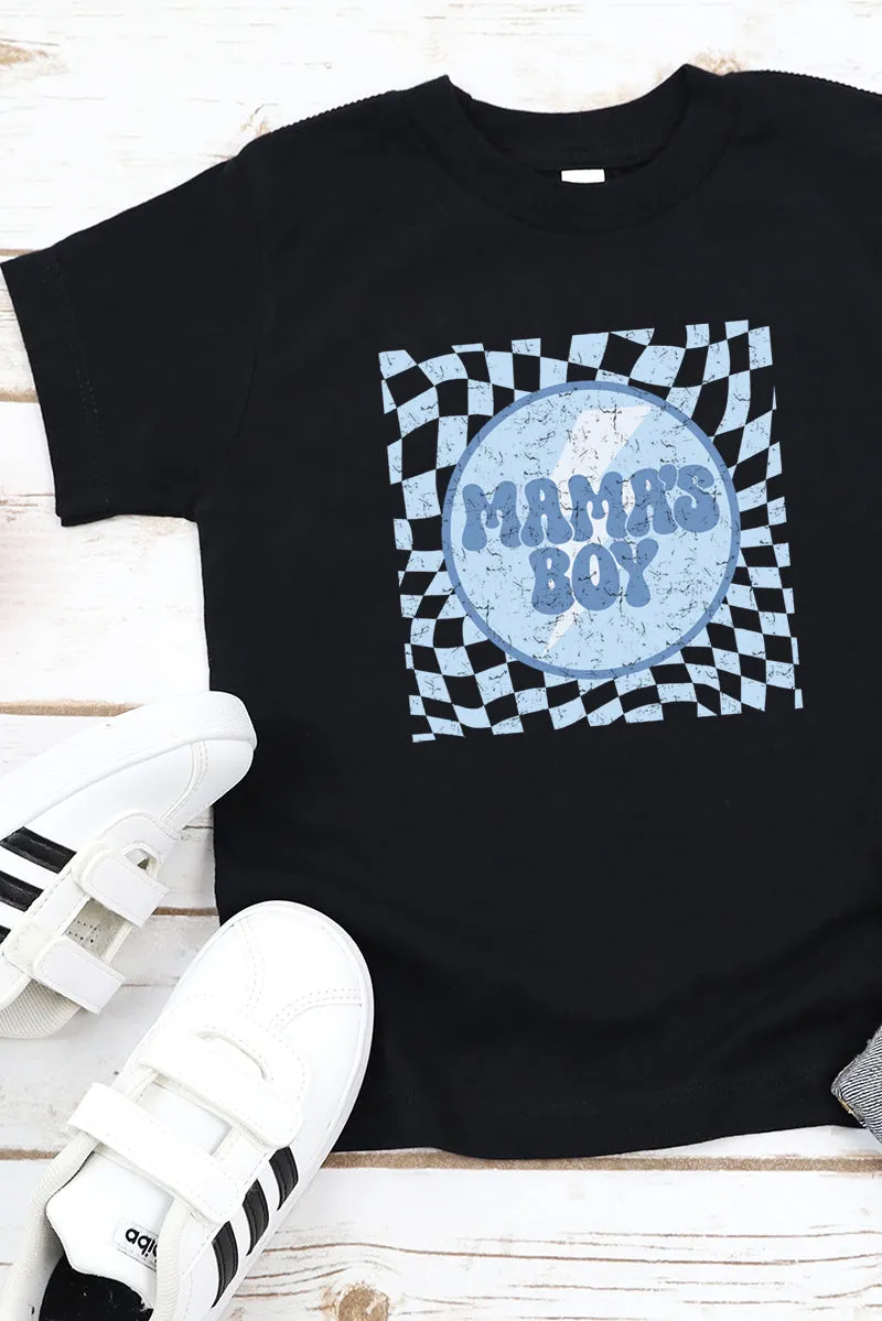 Youth Vintage Checkered Mama's Boy Short Sleeve Relaxed Fit T-Shirt